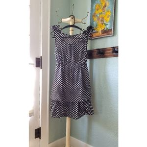 NWT Black & White Polka Dot Dress Bow Sleeves